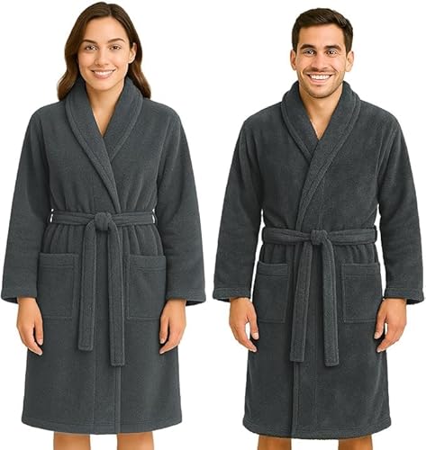 Clinotest Accappatoio in spugna XL, unisex per uomo e donna, 60% poliestere, 40% cotone, 300 g/m², morbido e facile da pulire, antracite., XL