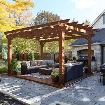 wooden pergola with shade