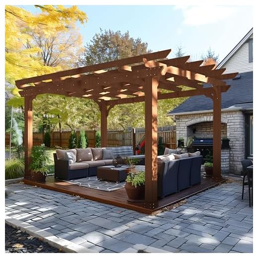 MUPATER 10x12 FT All Cedar Wooden Pergola, Kit with Stakes, Quality Supported Structure, Snow and Wind Supported,Outdoor Pergola with Cedar Framed for Backyard, Deck, Lawn