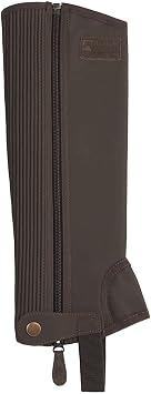 Dover Saddlery Riding Sport Kids Synthetic Suede Half Chaps with Silicone Grip Patches, Color Brown, Size Medium