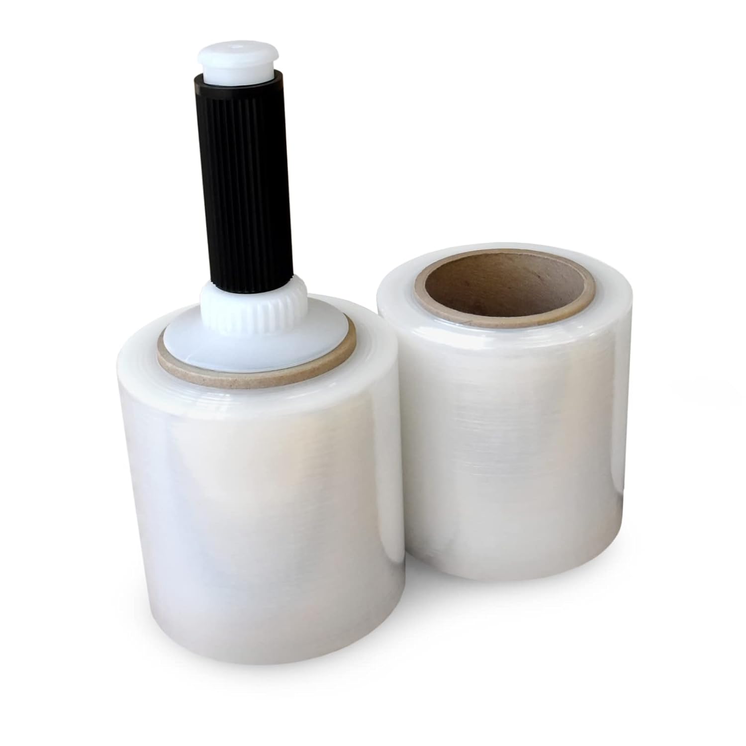 IDL Packaging 5 Stretch Wrap Mini Roll, 700 feet, 120 Gauge (Pack of 12) with a Plastic Handle Included – Industrial Grade Clear Plastic Wrap – Improved Protection for Packing, Moving, or Office