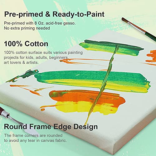 Phoenix 54 Pack Stretched Canvas And Canvas Panels Multi Sizes Canvases For Painting - 3X3, 6X6, 9X12, 12X16,11X14 Inch, 8 Oz Triple Primed White Blank Cotton Canvas Boards For Acrylic, Oil Paints #TOP3