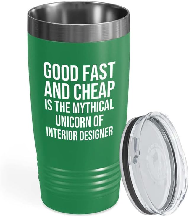 Interior Designer Green Edition Ringneck Tumbler 20oz - Unicorn Of Interior Design - Interior Decorator Builder Arranger Organizer Home House Office Room Homestyler Artificer Aesthetician