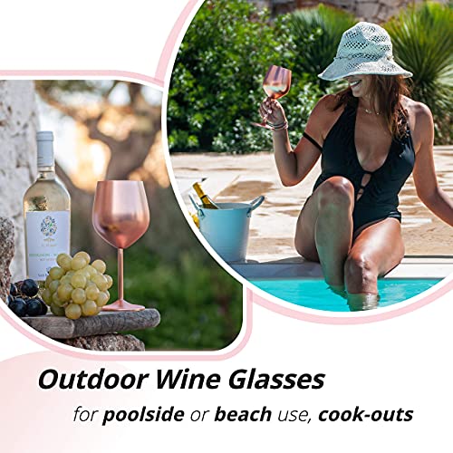 Gusto Nostro Stainless Steel Wine Glass - 18 Oz - Unbreakable Rose Gold Wine Glasses For Travel, Camping And Pool - Fancy, Unique And Cool Portable Metal Wine Glass For Outdoor, Picnics (Set Of 2) #TOP2