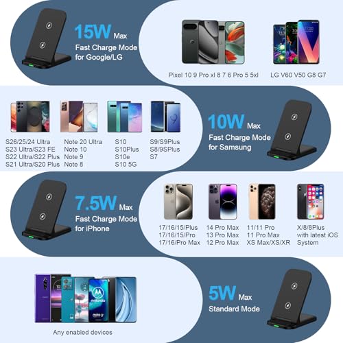 Chargeur sans fil 15W induction rapide compatible Galaxy S26 et iPhone 17 - 6