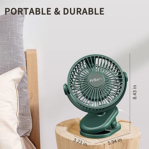 Frsara Portable Clip On Fan Battery Operated, 3 Speed Quiet Rechargeable Mini Table Fan, Quiet, High Air Volume, 360 Degree Free Rotation, Mini Desk Fan, Stroller Fan #TOP5