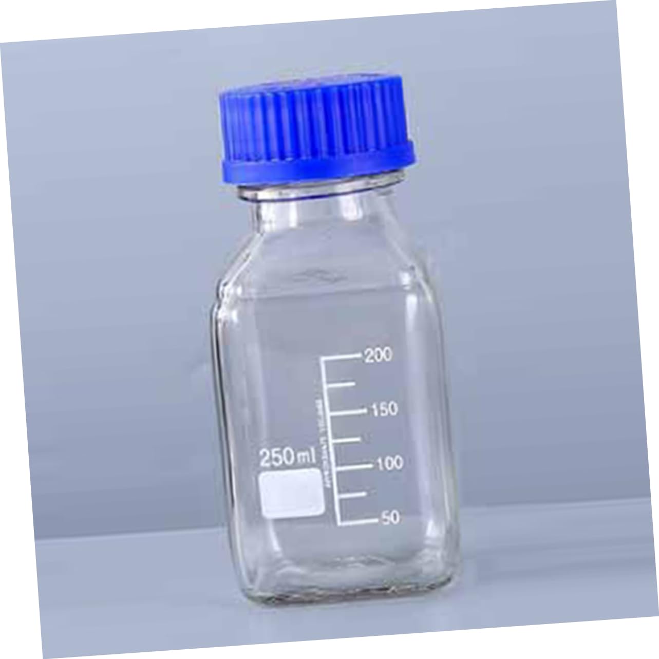 6stücke Graduierte Glasflaschen Für Laboranwendungen Blaues Deckel-design Weithalsflasche Mit Präzisen Messlinien Für Chemische Proben Und Reagenzien