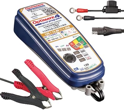TECMATE   Motorcycle Charger OptiMate 4 Quad Program/Super Nut Vehicle Cable Included