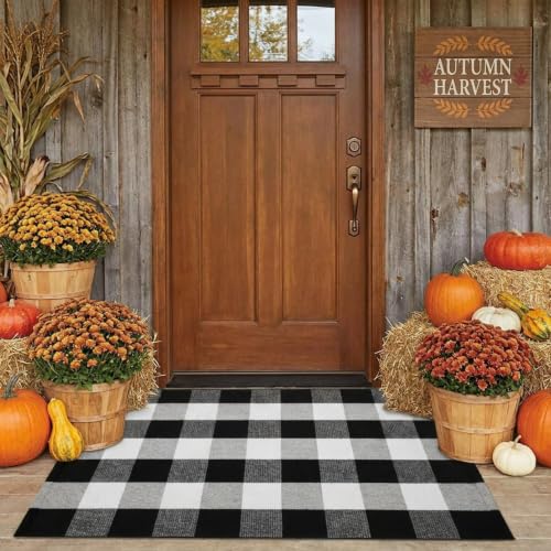 SEEKSEE Buffalo Plaid Outdoor Rug