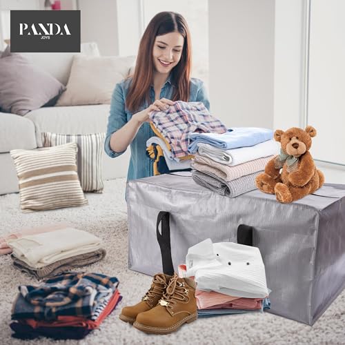 Extra Large Moving Bags with Zippers & Carrying Handles, Heavy-Duty Storage Tote for Space Saving Moving Storage, Fold Flat, Alternative to Box and Bin - 8 Pack, 40 Gal, Clear by PANDA JOYS - Image 2