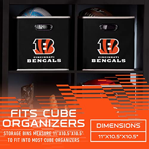 Franklin Sports Nfl Cincinnati Bengals Collapsible Storage Bin - Nfl Folding Cube Storage Container - Fits Bin Organizers - Fabric Nfl Team Storage Cubes #TOP1