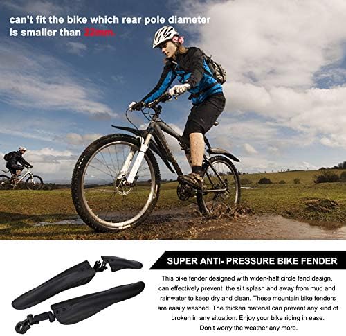 TAGVO Bike Mudguard Set for 24/26/27.5 inch, 3 Parts-Universal Full Cover Thicken Widen Bicycle Fenders Set Mountain Bike Front and Rear Mud Guard Adjustable Bike Fender Mudflap for MTB Road Bike