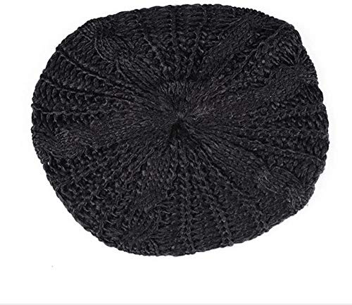 HugeStore Women Ladies Winter Warm Slouch Chunky Crochet Beanie Cap Hat Baggy Beret Hat Cap Black