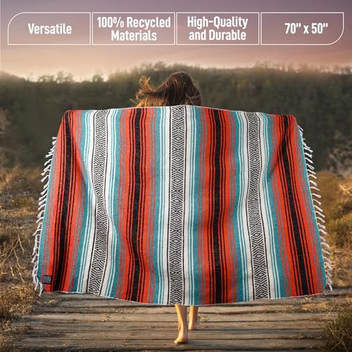 image for Hydration Nation Authentic Large Handwoven Mexican Blanket - Soft Yoga