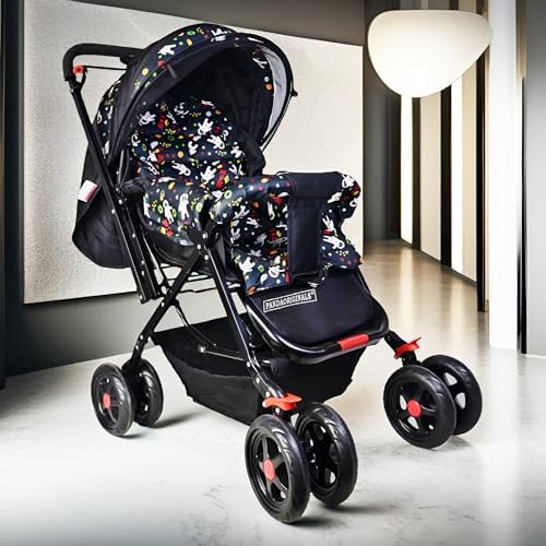 Pandaoriginals Jumbo Baby Stroller Pram for 0-3 Years 5 Point Safety Harness,360° Swivel Wheel Stroller