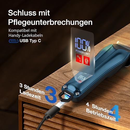 FuzzyFix Leise Hundeschermaschine Dichtes Fell, Profi Schermaschine Hund aus PC, Hunde Haarschneidemaschine Hunderasierer Tierhaarschneidemaschine Hundetrimmer für Dickes Lockiges Tierhaare,Blau