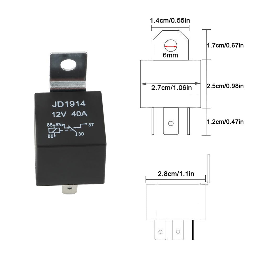 Kit Connettori Relè 10 Set 5 Pin 12V 30A 40A per Auto Camion Barca con Isolamento e Montaggio