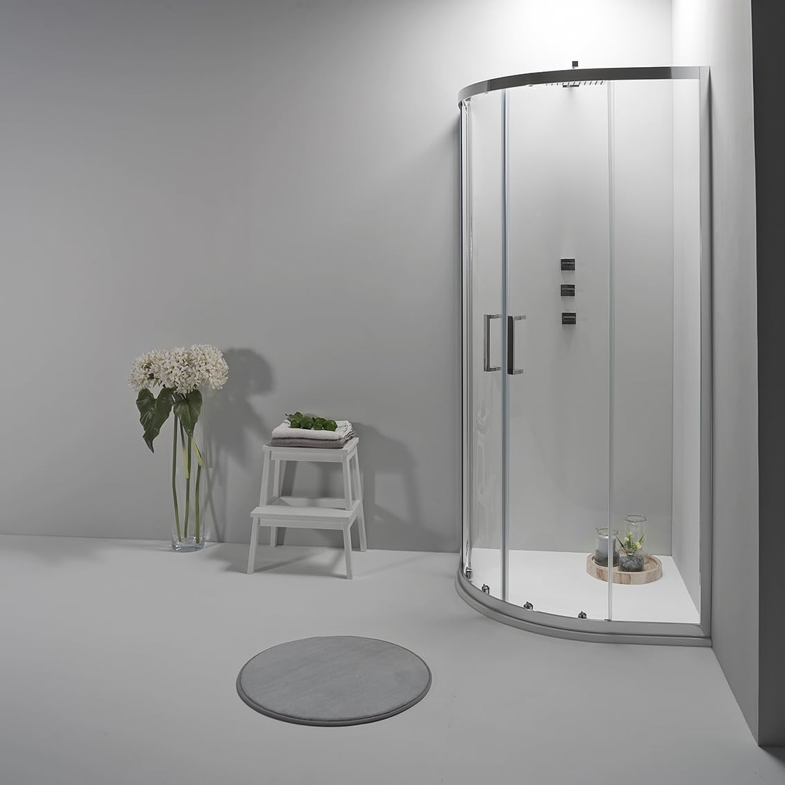 Box Doccia Semicircolare 90 x 90 cm - Cabina Doccia in Cristallo Temperato 6mm, Trasparente e Scorrevole con Profilo Flat Cromato Adattabile - Facile da Installare e Pulire