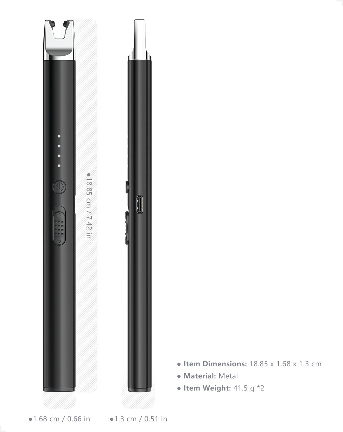 Briquet électrique USB Rechargeable Longue Portée - Allume-bougie Plasma Sûr Avec Verrouillage - Noir Et Rose