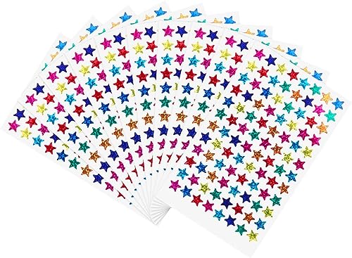 Image of SAMVARDHAN Star Shape Stickers for Kids - 10 Sheets of Multicolor Reward and Decorative 1260 Star Stickers | Shiny Star Label Sheets for Teachers, Crafts, Scrapbooks & Planners