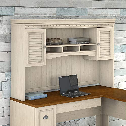 Bush Furniture Fairview Hutch for L Shaped Desk in Antique White - Thumbnail 5