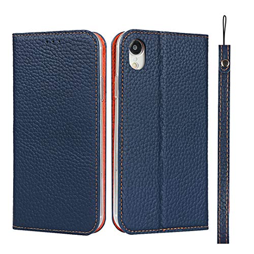 Coque iPhone XR en cuir véritable bleu élégant et protecteur - 4