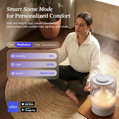 Image of Levoit Humidifiers for Bedroom Large Room, 6.2L Dishwasher Safe, Smart App | Top Fill Cool Mist Humidifier for Baby & Plants, Easy to Clean, Quiet 26dB, 62H Runtime, Essential Oil, NeoClassic 650S