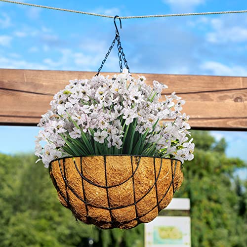 Artificial Outdoor Flowers Bulk Uv Resistant No Fade Faux Plastic Flowers Greenery Shrubs Silk Flowers For Hanging Planters Outside Porch Vase Home Window Box Decoration(White,50 Bundles) #TOP3