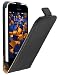 Produktbild mumbi Echt Leder Flip Case kompatibel mit iPhone 5C Hülle Leder Tasche Case Wallet, schwarz