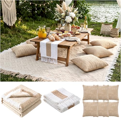 Extra Large Boho Picnic Blanket Set