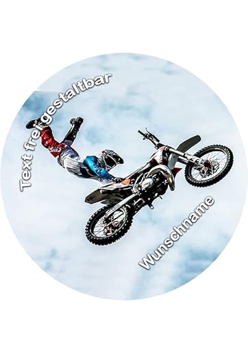Tortenaufleger mit Wunschname und Text, Motorrad, Geburtstag, Essbares Bild für Torten, Ø 20cm - Super Qualität,1306 Cover