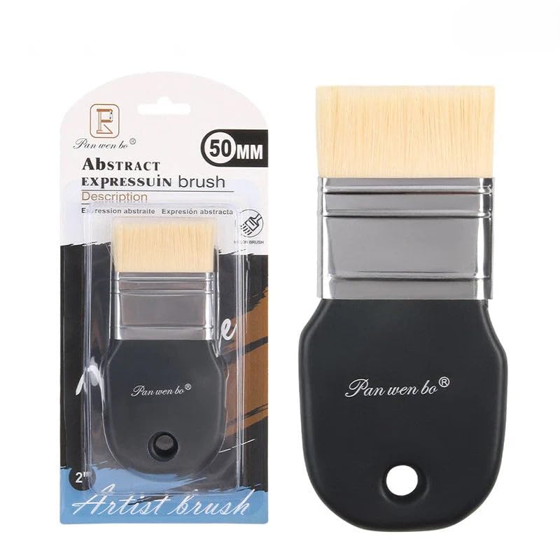 Abstract Expression Paint Brush – Wide Flat Artist Brush for Acrylic, Oil & Watercolor, Soft Bristles for Blending & Strokes, Craft & Canvas Painting Tool (Brush 50Mm)-image-8
