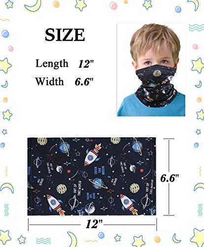 2 Pcs Kids Neck Gaiter Balaclava, Summer Face Cover Bandana, Mask Toddler Half Face Protective Reusable Infinity Scarf, Gifts for Girls Boys, Baby Headwear For Fishing,Hiking Shark Spaceship - Thumbnail 2