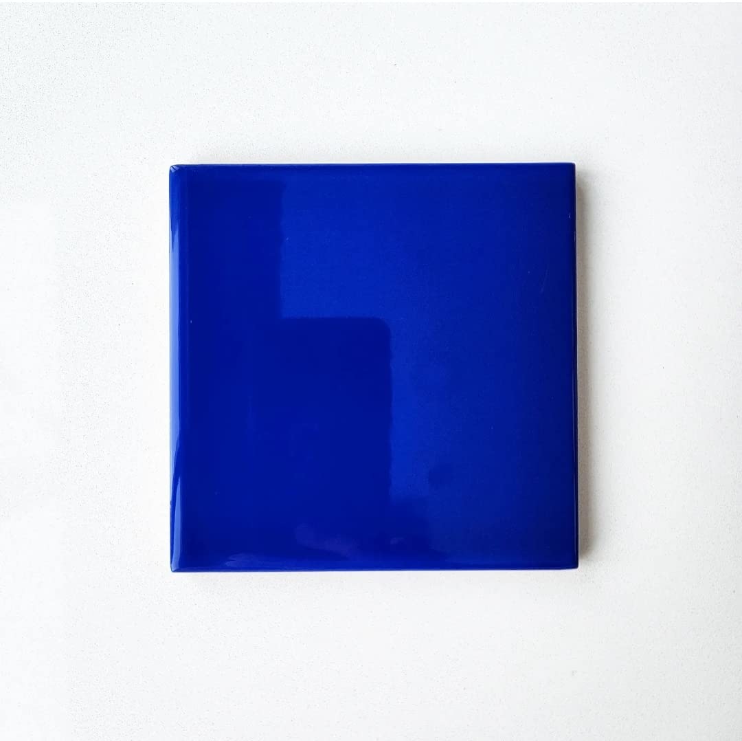 Juego de 9 azulejos de cerámica de 4 x 4 pulgadas, color sólido, versátil y duradero, decoración de pared y suelo, contra salpicaduras, cocina, baño (azul rey)