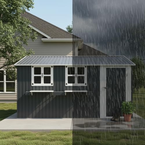 KEIKI 12x10 FT Metal Storage Shed with Lockable Single Door, Coal Gray by KEIKI - Used condition - Image 4