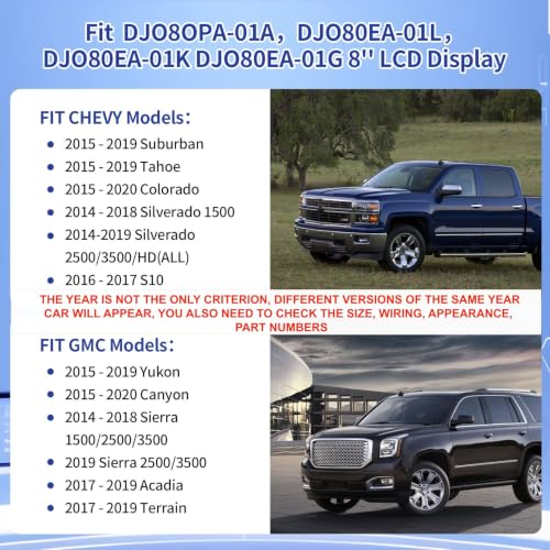 Image of Touch Screen Replacement Digitizer DJ080PA-01A Fit 2014-2018 Chevy Silverado 1500 Tahoe Chevy Colorado 2015 GMC Sierra Acadia Terrain Yukon Trucks SUV Mylink 8-inch Touchscreen Radio Navigation