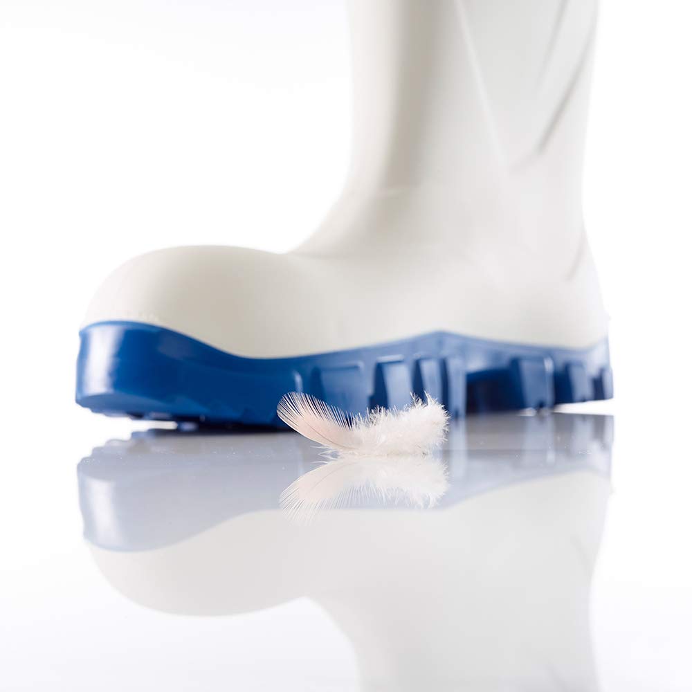 Botas de Goma de Seguridad de Calidad con Puntera de Acero desarrolladas para la Industria alimentaria, de fácil Limpieza y desinfección, Incl. Plantilla para pies Secos, Blanco, EU 47