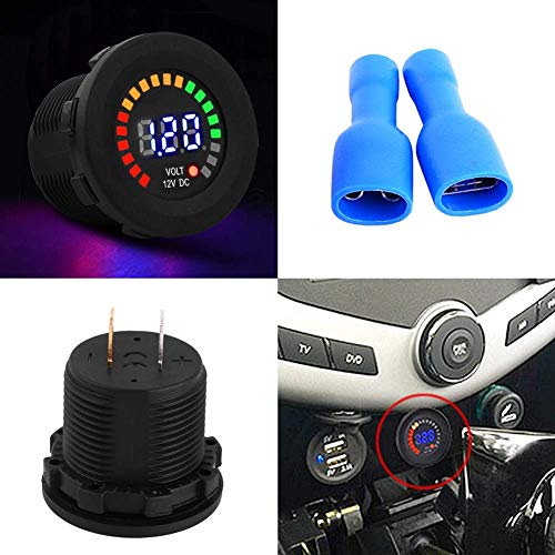 Keenso Motorrad Batterieanzeige, Motorrad 12V Digital LED-Anzeige Voltmeter Wasserdicht Batterieanzeige für 12V Motorrad Auto Boot ATV UTV Wohnwagen