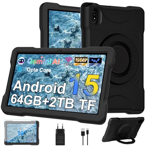 Tablette 10 Pouces avec 30Go RAM+TF 2To,Octa-Core 2.0 GHz/GMS, Gemini AI/Widevine L1/Éducative,5G WiFi/Bluetooth 5.0,5MP+8MP/FHD IPS,Newest Tablette Android 15 avec EVA...