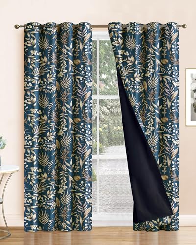 Image of Cloth Fusion Printed 100% Blackout Long Door Curtains 9 Feet Set of 2