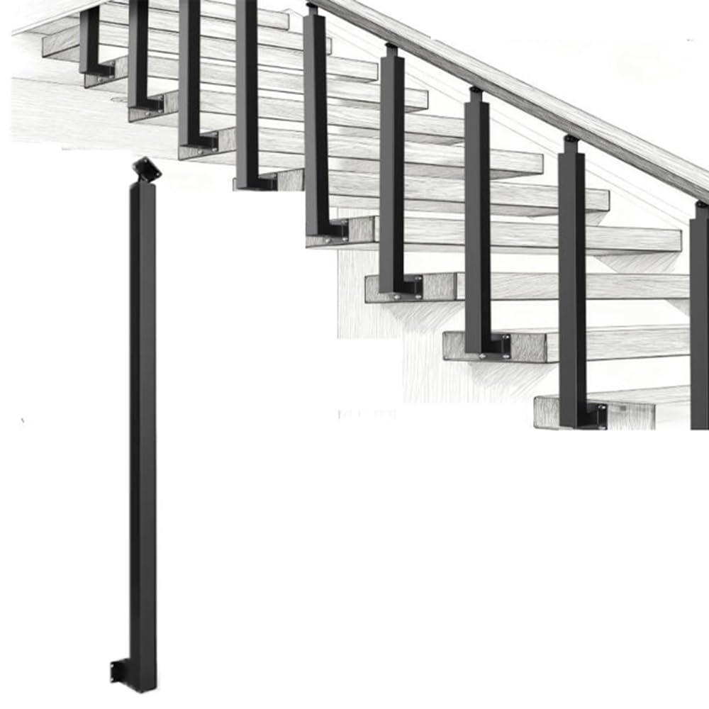 Rampe d'escalier 34 pouces en fer forgé pour sécuriser le porche
