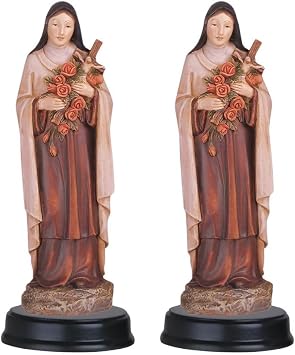 ICE ARMOR 2-PC Gift Set 5" H Saint Teresa Statue Saint Teresa of Lisieux Holy Figurine Statue Ornament Home Room Office Decor Ideas for Housewarming, Holidays and Birthdays
