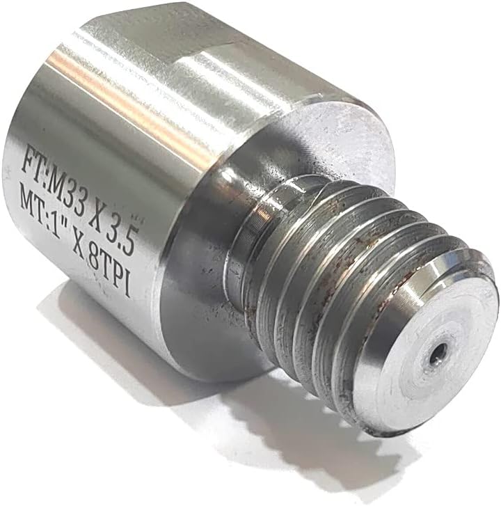 Quality Woodworking Lathe Headstock Spindle Adapter ((FT M33 X 3.5 TO MT 1'' X 8 TPI))