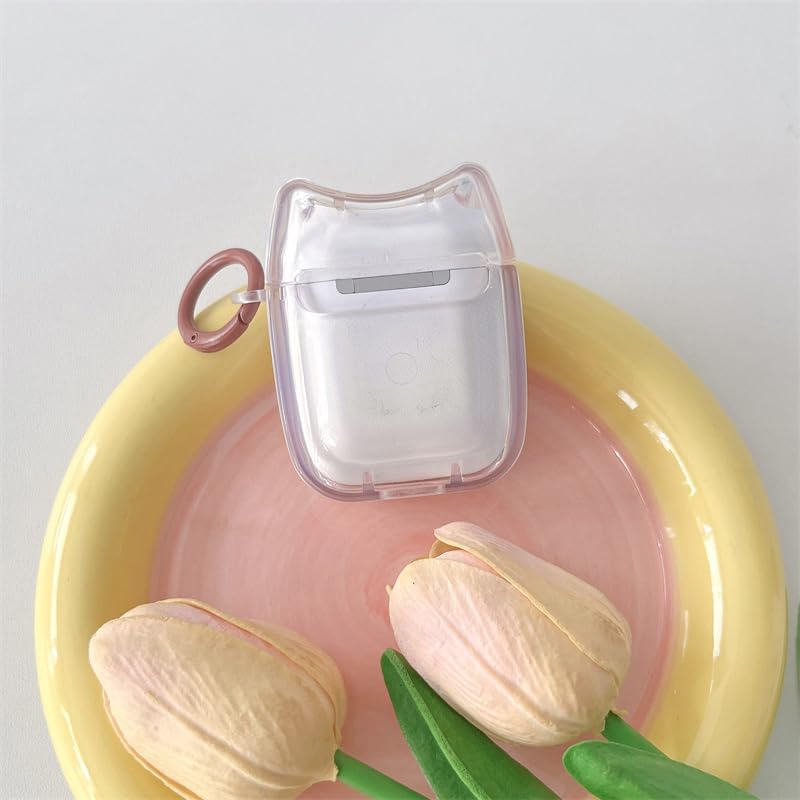 Image of Transparent Clear Earphone Case for AirPods 4, Cute Lovely Cat Face Soft TPU Silicone Case, Kitty Ear AirPods 4 Cover Protective Skin Shockproof Protector for iPod Earbuds -Capybara