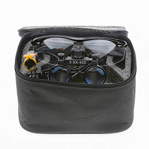 BONEW 3.5X Chirurgische Binokularlupen Optisches Glas + 5W LED-Scheinwerfer Kraftvolles Licht mit Clip-on-Typ + Stoffbeutel DY-008 (schwarz)