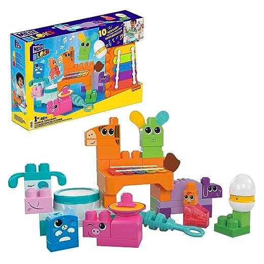 MEGA Bloks Banda granja musical 45 bloques sensoriales de construcción, juguete +1 año (Mattel HPB46)