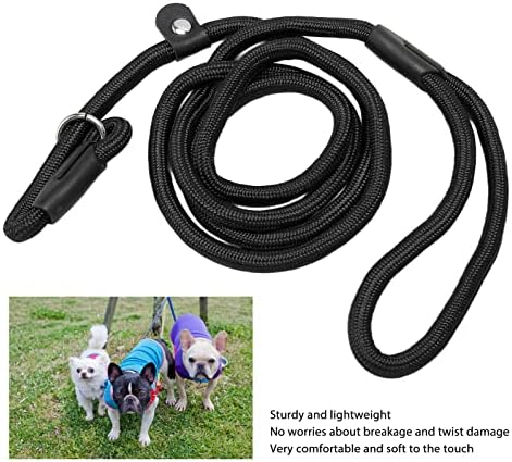 Generic Dog Loop Leash, Adjustable Slip Rope Leash for Training with Comfortable Nylon Rope and Metal Rings, for Small Dogs Puppies Outdoor Walks Jogging (Black) — view 2