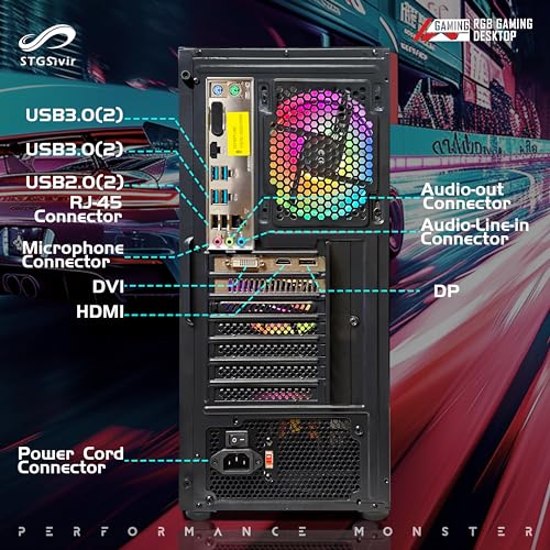 PC Gaming Fisso,Radeon RX 580 16GB, Athlon 3000G 3.5GHz, 16GB DDR4 RAM, 512GB SSD, 600M WiFi, BT 5.0, RGB Fanx4, Windows11 H64 - PC Desktop - Immagine 5