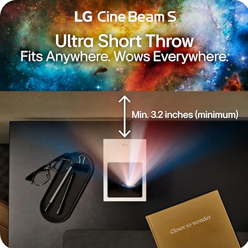 Image of LG CineBeam S PU615U 4K UHD Ultra Short Throw Smart Projector, Auto Screen Adjustment, up to 100 inch Projection, up to DCI-P3 154%, 450,000:1 Contrast, Speakers with Dolby Atmos, HDR10, HDMI, USB, HID