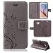 Produktbild betterfon | Flower Case Handytasche Schutzhülle Blumen Klapptasche Handyhülle Handy Schale für Samsung Galaxy S6 Grau